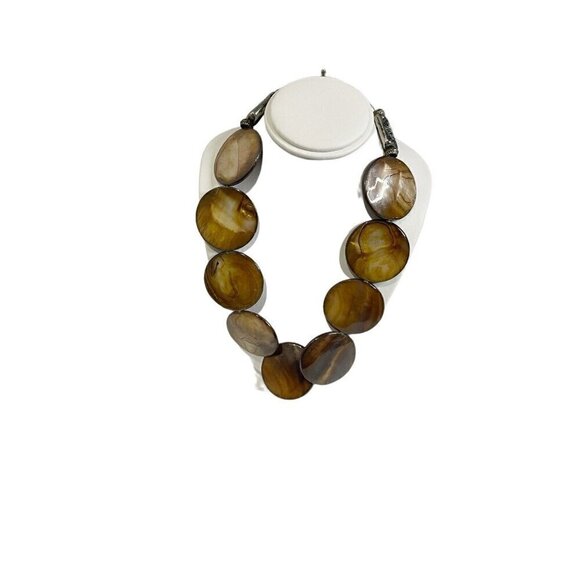 Natural Tiger Eye Gemstone Mix Shape Smooth Beads Necklace 16" Brown - Picture 2 of 4